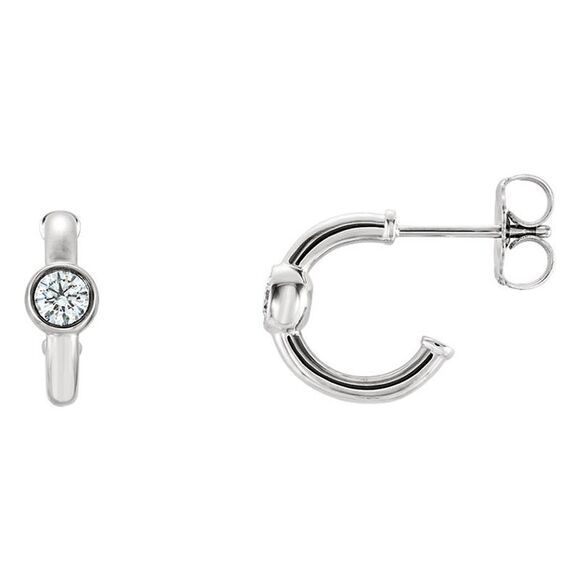 4 x 12mm 14k White Gold 1/4 CTW (G-H I1) Diamond J-Hoop Earrings